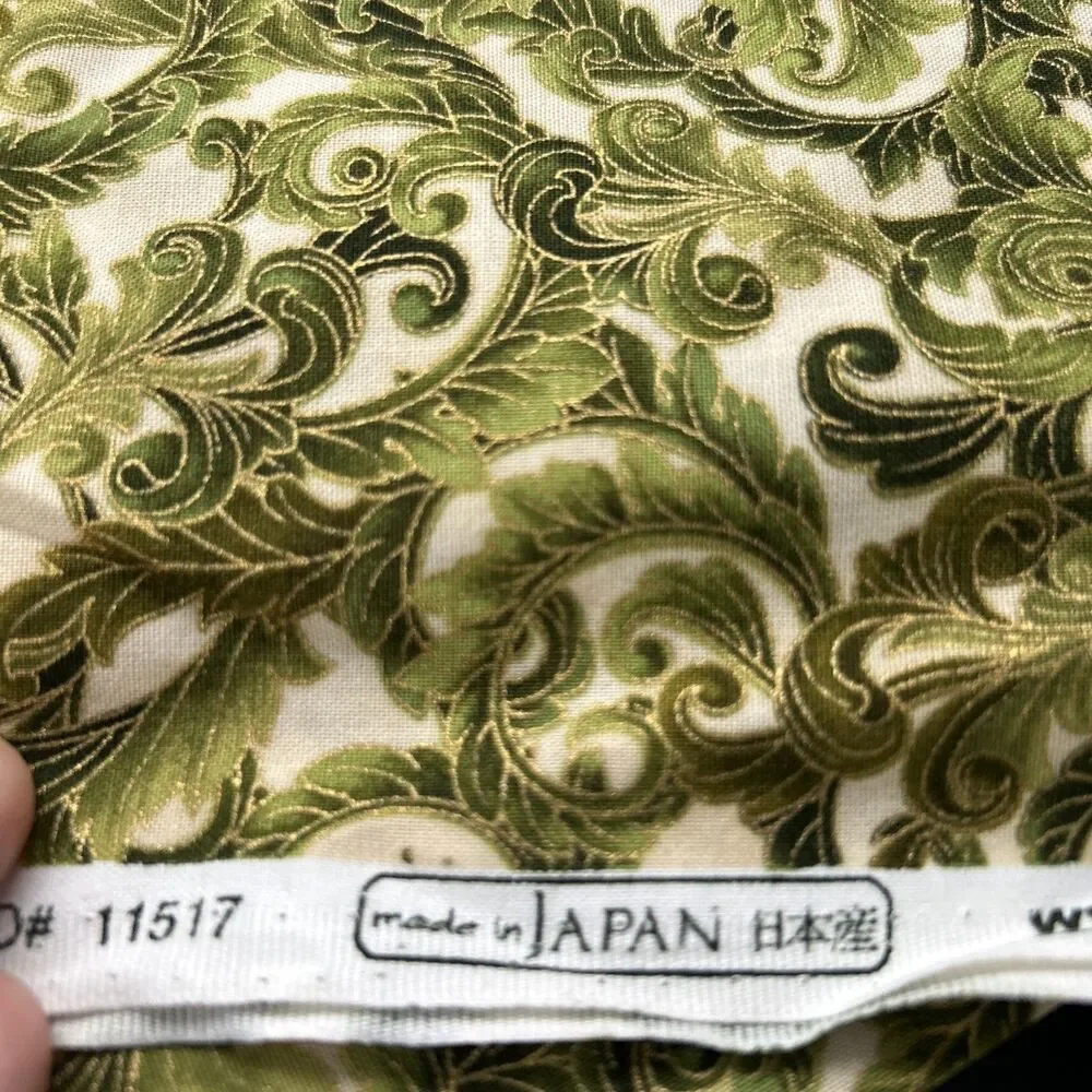 Peggy Toole Robert Kaufman Cotton Quilting Fabric Green Florentine 1/2 Yd X 42